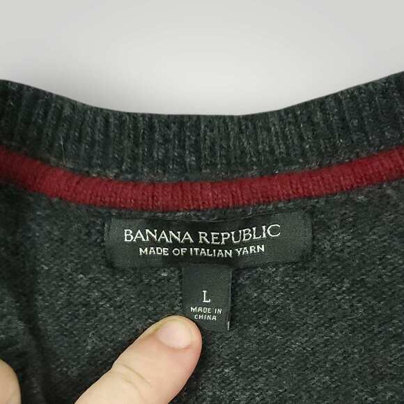Banana Republic Sweater Mens L Nordic Merino Wool Blend Crew Neck Pullover Gray - Picture 4 of 9